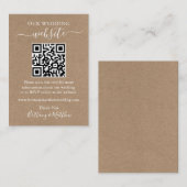 Minimalistische Einfache Hochzeit Website QR Kraft Begleitkarte (Vorne/Hinten)
