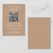 Minimalistische Einfache Hochzeit Website QR Taupe Begleitkarte (Vorne/Hinten)