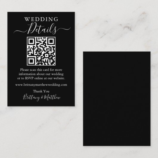 Minimalistische Einfache Hochzeitdetails Website Q Begleitkarte (Vorne/Hinten)