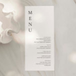 Minimalistische Einfache Hochzeitkarte Menükarte<br><div class="desc">Diese Minimalistische Menükarte wurde für die Koordination mit unserer Menu Collection entworfen und bietet ein übersichtliches und einfaches Layout mit klassischem Schriftart. Für eine erweiterte Anpassung dieses Designs, z.B. das Ändern des Layouts, des Schriftartes oder der Textgröße, klicken Sie bitte auf den obigen Button "KENNEN". Bitte kontaktieren Sie mich für...</div>
