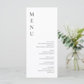 Minimalistische Einfache Hochzeitkarte Menükarte (Stehend Vorderseite)