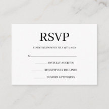Minimalistische einfache Hochzeits-RSVP-Beilagekar