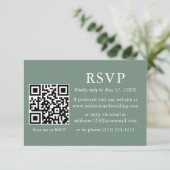 Minimalistische einfache Hochzeitssage Green QR-UA Karte (Stehend Vorderseite)