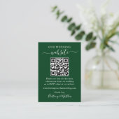 Minimalistische einfache Hochzeitsseite QR Green Begleitkarte (Stehend Vorderseite)