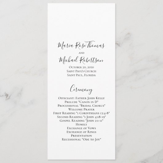 Minimalistische Einfache Hochzeitsvorlage Programm (Vorderseite)