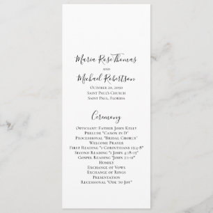 Minimalistische Einfache Hochzeitsvorlage Programm