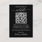 Minimalistische einfache Hochzeitwebsite Black QR Begleitkarte (Vorderseite)