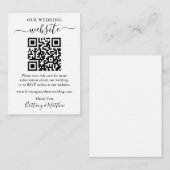 Minimalistische einfache Hochzeitwebsite QR Begleitkarte (Vorne/Hinten)