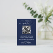Minimalistische einfache Hochzeitwebsite QR Blue Begleitkarte (Stehend Vorderseite)