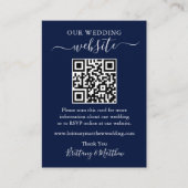 Minimalistische einfache Hochzeitwebsite QR Blue Begleitkarte (Vorderseite)