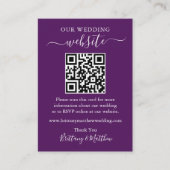 Minimalistische einfache Hochzeitwebsite QR Lila Begleitkarte (Vorderseite)