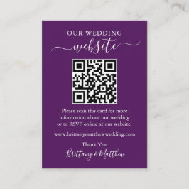 Minimalistische einfache Hochzeitwebsite QR Lila Begleitkarte