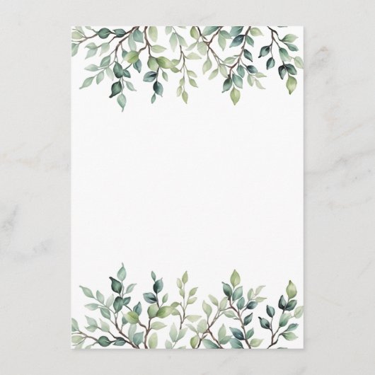 Minimalistische einfache Hübsche Blätter Zweige Ho Begleitkarte (Rückseite)