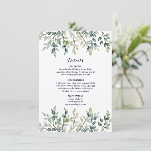 Minimalistische einfache Hübsche Blätter Zweige Ho Begleitkarte (Stehend Vorderseite)