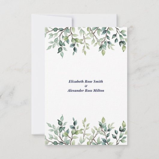 Minimalistische einfache Hübsche Blätter Zweige Ho Dankeskarte (Rückseite)