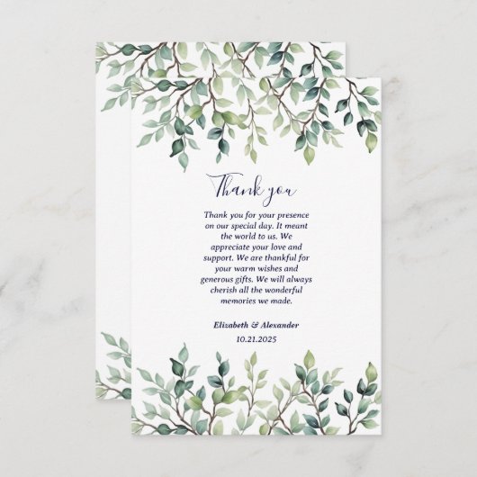 Minimalistische einfache Hübsche Blätter Zweige Ho Dankeskarte (Vorne/Hinten)