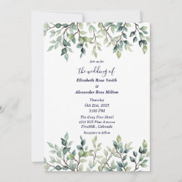 Minimalistische einfache Hübsche Blätter Zweige Ho Einladung