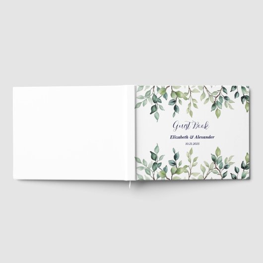 Minimalistische einfache Hübsche Blätter Zweige Ho Gästebuch (Voll)
