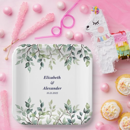 Minimalistische einfache Hübsche Blätter Zweige Ho Pappteller (Party)