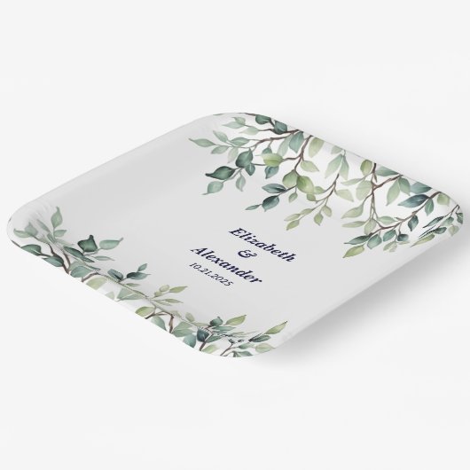 Minimalistische einfache Hübsche Blätter Zweige Ho Pappteller (Gewinkelt)