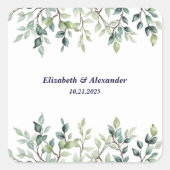 Minimalistische einfache Hübsche Blätter Zweige Ho Quadratischer Aufkleber (Vorderseite)