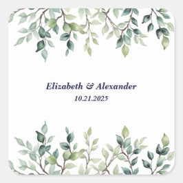 Minimalistische einfache Hübsche Blätter Zweige Ho Quadratischer Aufkleber