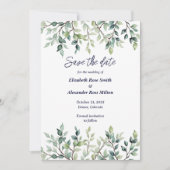 Minimalistische einfache Hübsche Blätter Zweige Ho Save The Date (Vorderseite)