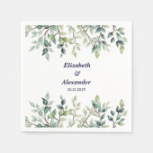 Minimalistische einfache Hübsche Blätter Zweige Ho Serviette (Vorderseite)