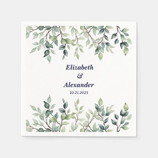 Minimalistische einfache Hübsche Blätter Zweige Ho Serviette (Vorderseite)