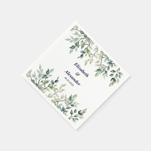 Minimalistische einfache Hübsche Blätter Zweige Ho Serviette (Ecke)