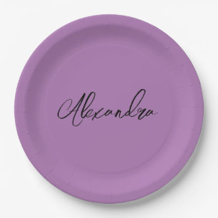 Minimalistische einfache Kalligrafie eigener Name Pappteller