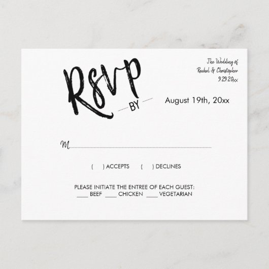 Minimalistische einfache Kalligrafie Script Respon Postkarte (Vorderseite)