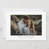 Minimalistische einfache Liebe und Dank Hochzeitss Dankeskarte (Vorderseite)