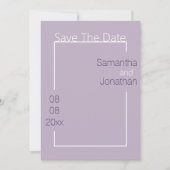 Minimalistische einfache Lilac-Hochzeit speichert  Einladung (Vorderseite)