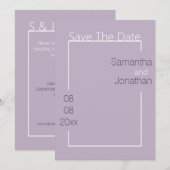 Minimalistische einfache Lilac-Hochzeit speichert  Einladung (Vorne/Hinten)