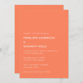 Minimalistische Einfache Mandarine Orange Hochzeit Einladung (Vorne/Hinten)