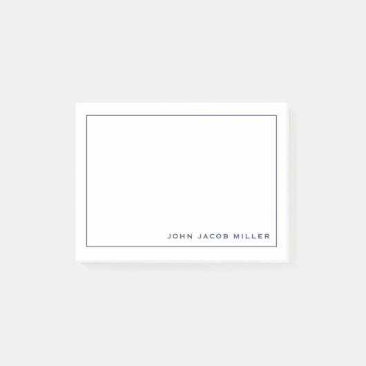 Minimalistische einfache Navy-Square-Grenze Post-it Klebezettel (Vorderseite)