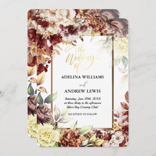 Minimalistische einfache Niedliche Rose Gold Frame Einladung (Vorne/Hinten)