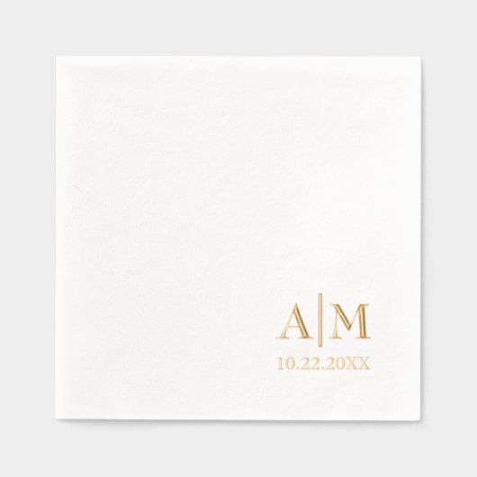 Minimalistische Einfache Paarinitialen und Hochzei Servietten Mit Folie (Vorderseite)