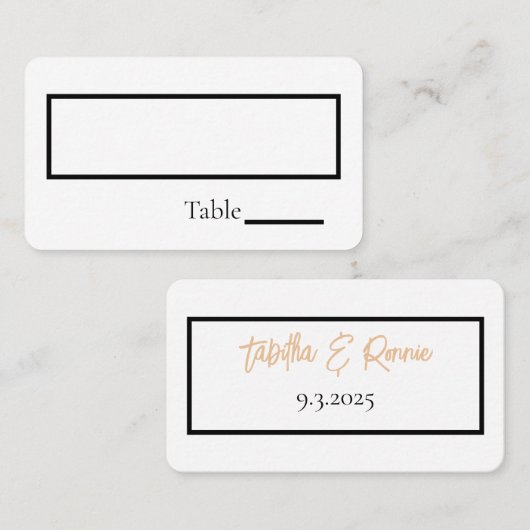 Minimalistische, einfache Personalisierte Hochzeit Platzkarte (Vorne/Hinten)