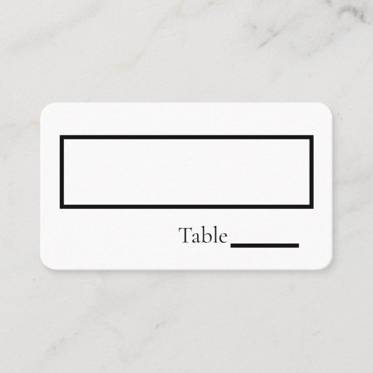 Minimalistische, einfache Personalisierte Hochzeit Platzkarte (Vorderseite)