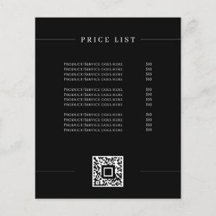 Minimalistische einfache Preisliste Elegantes Schw Flyer
