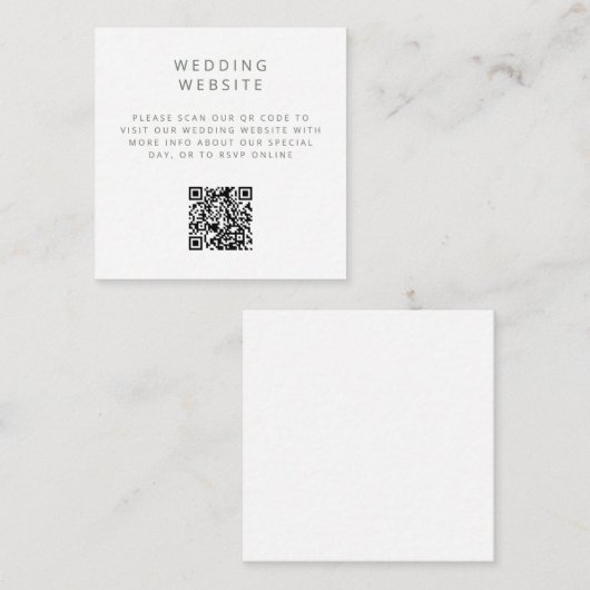 Minimalistische einfache QR Code Hochzeitswebsite Begleitkarte (Vorne/Hinten)