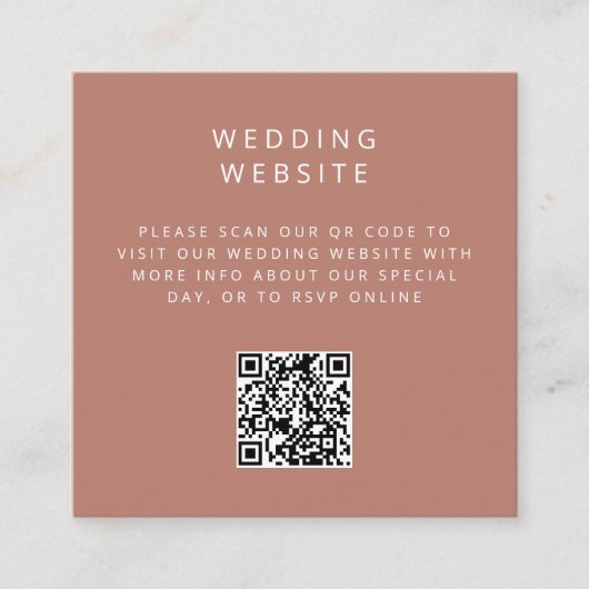 Minimalistische einfache QR Code Hochzeitswebsite Begleitkarte (Vorderseite)