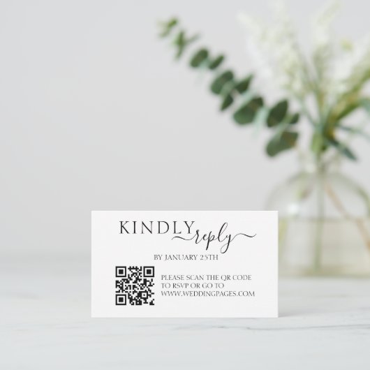 Minimalistische einfache QR Code UAWG Wedding Antw Begleitkarte (Stehend Vorderseite)