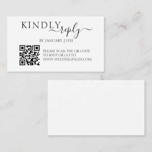 Minimalistische einfache QR Code UAWG Wedding Antw Begleitkarte (Vorne/Hinten)