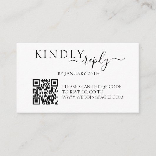 Minimalistische einfache QR Code UAWG Wedding Antw Begleitkarte (Vorderseite)