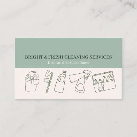 Minimalistische einfache Reinigung von grünem Crem Visitenkarte (Vorderseite)