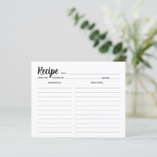 Minimalistische einfache Rezept-Karte (Stehend Vorderseite)