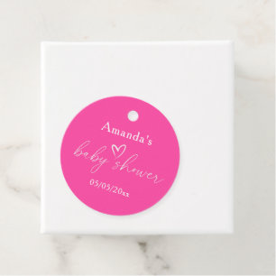 Minimalistische, einfache Rosa Babydusche Geschenkanhänger